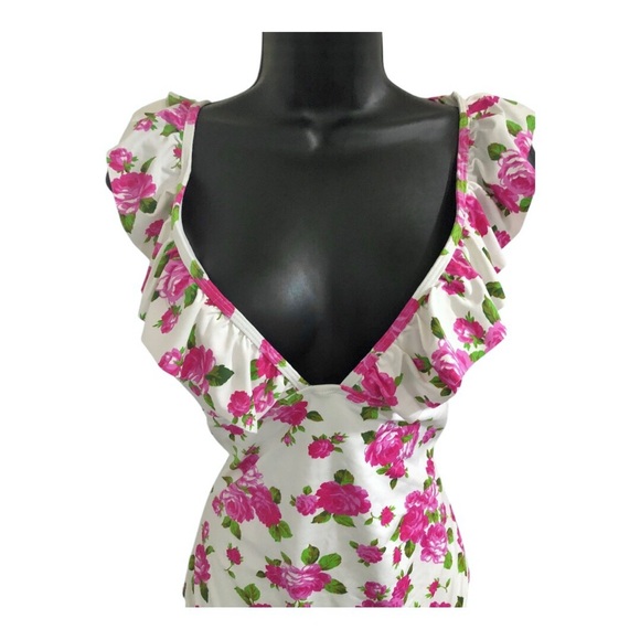 Betsey Johnson love always Betsey print floral flutter strap swimsuit size M new - Picture 9 of 13